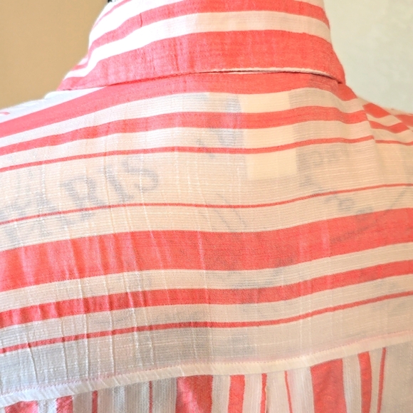 H&M Striped Pink and White Button Down Shirt Size 0 - Picture 6 of 8
